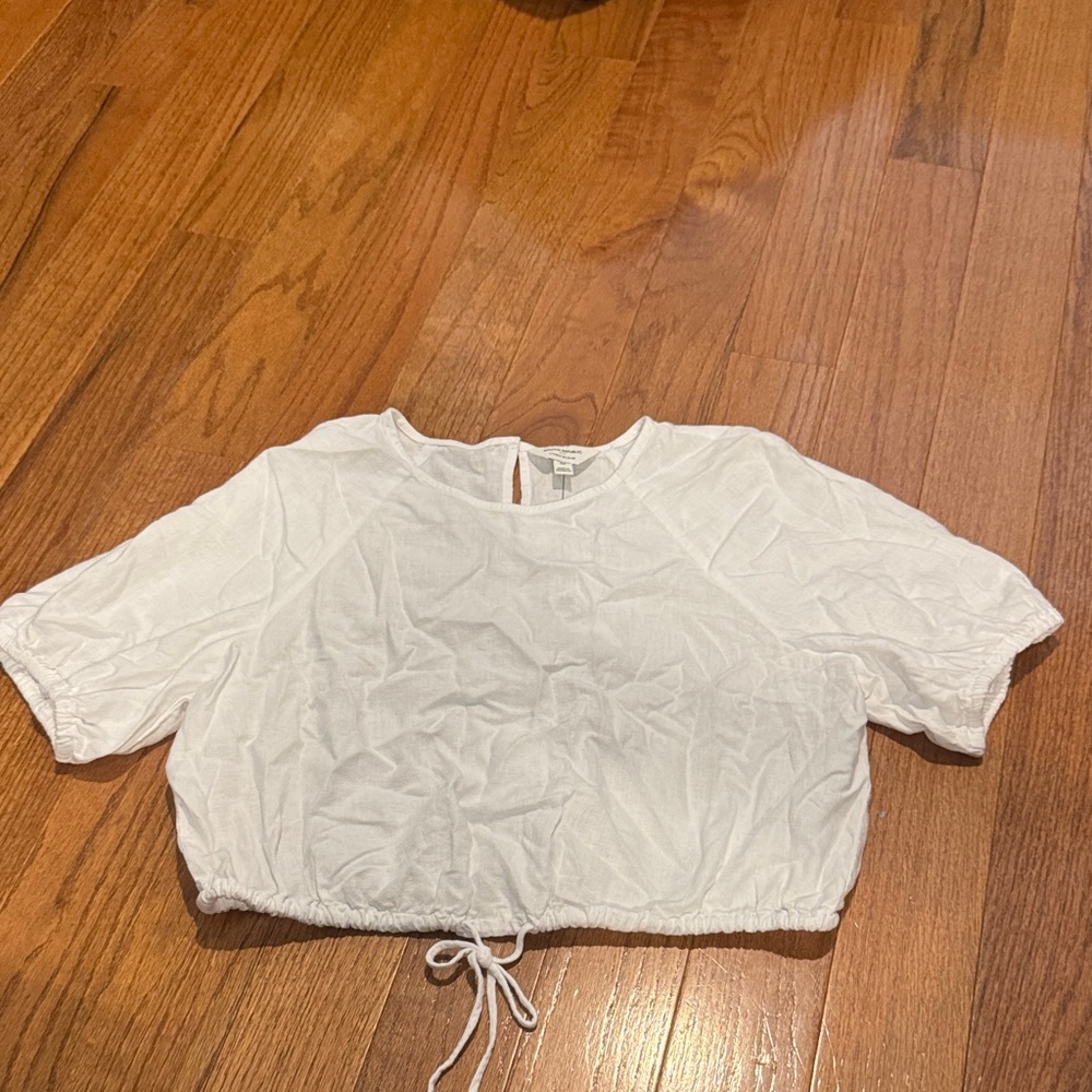Banana Republic White Linen Drawstring Top